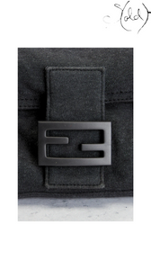 Fendi Baguette 26424 Grey Cotton Shoulder Bag 6