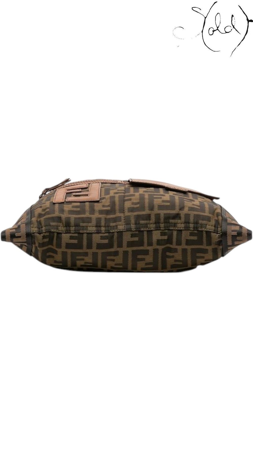 Sold Attire vintage Fendi Zucca messenger bag in tobacco canvas with brown leather trim and gold-tone FF hardware