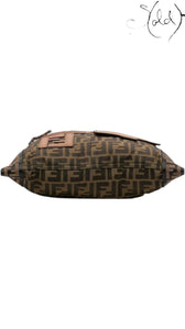 Sold Attire vintage Fendi Zucca messenger bag in tobacco canvas with brown leather trim and gold-tone FF hardware