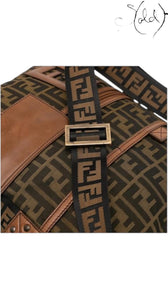 Sold Attire Fendi Zucca messenger bag featuring tobacco canvas with FF monogram, brown leather trim, and logo strap.