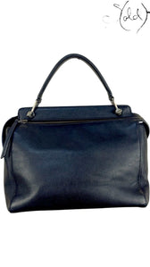 Fendi Dotcom Medium – Navy Calfskin Handbag, Back view | Sold Attire