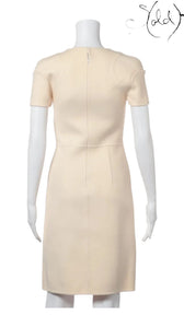 Sold Attire Fendi ivory wool sleeveless sheath dress with a clean A-line silhouette and structured shoulders, size 38.