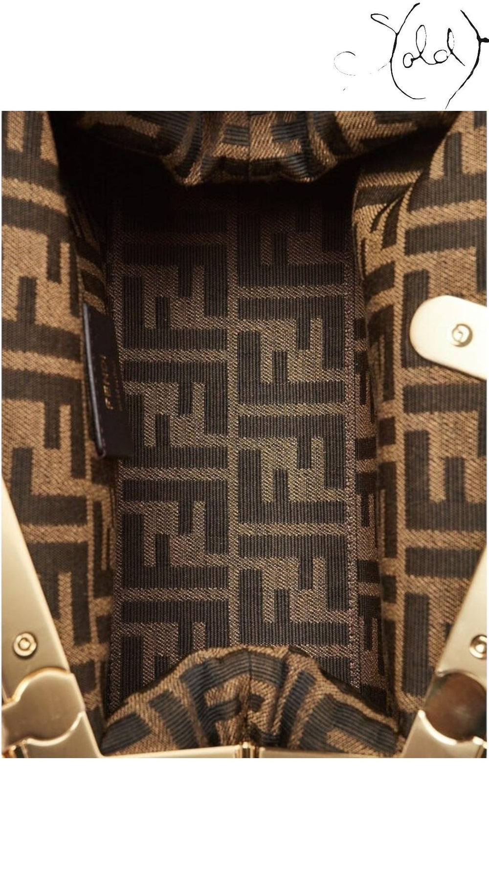 Fendi First Small Caramel Nappa Leather Clutch, Hardware detail | Sold Attire