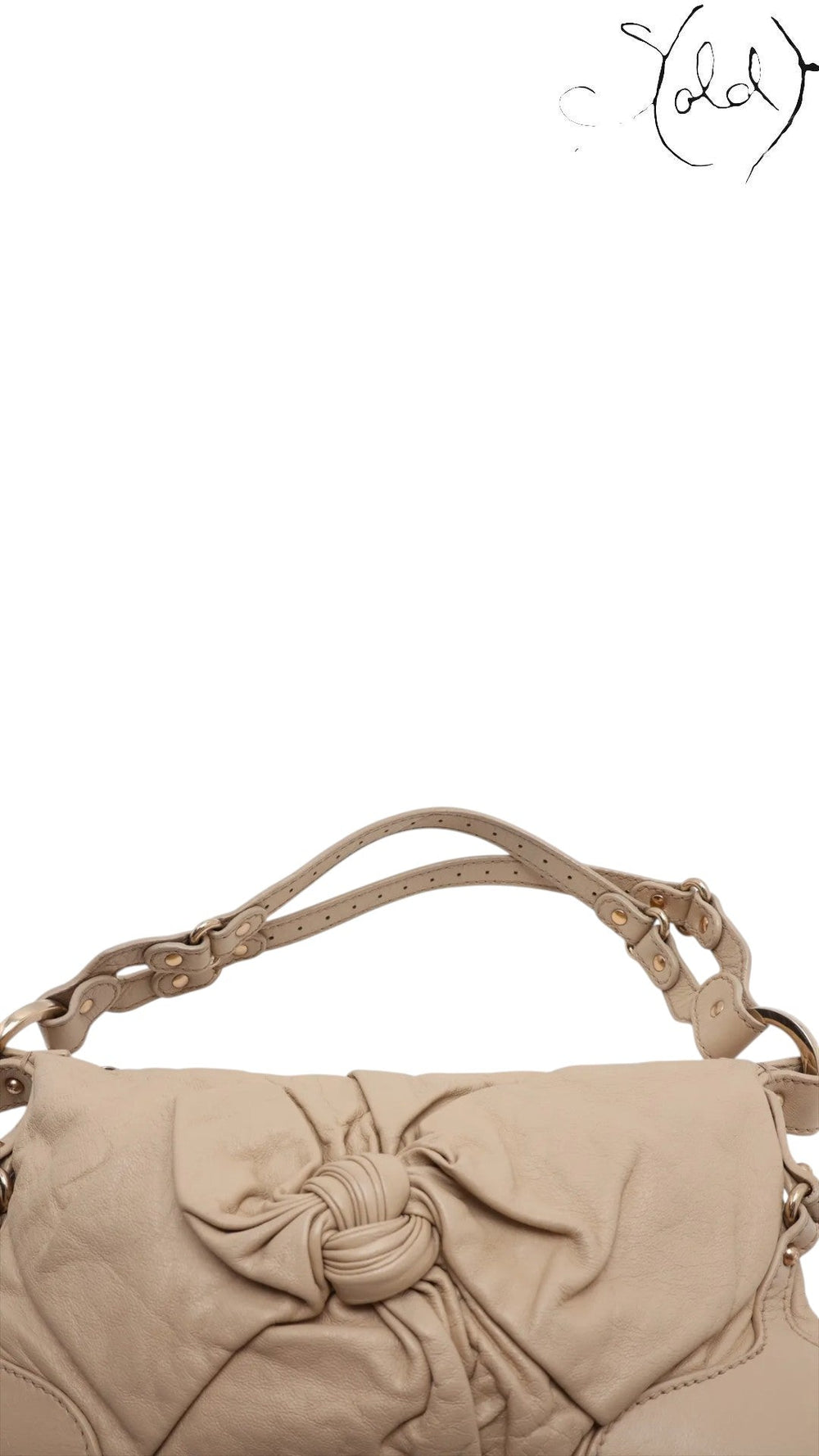 Sold Attire beige leather Fendi Knot shoulder bag with gold-tone hardware and knotted bow detail.