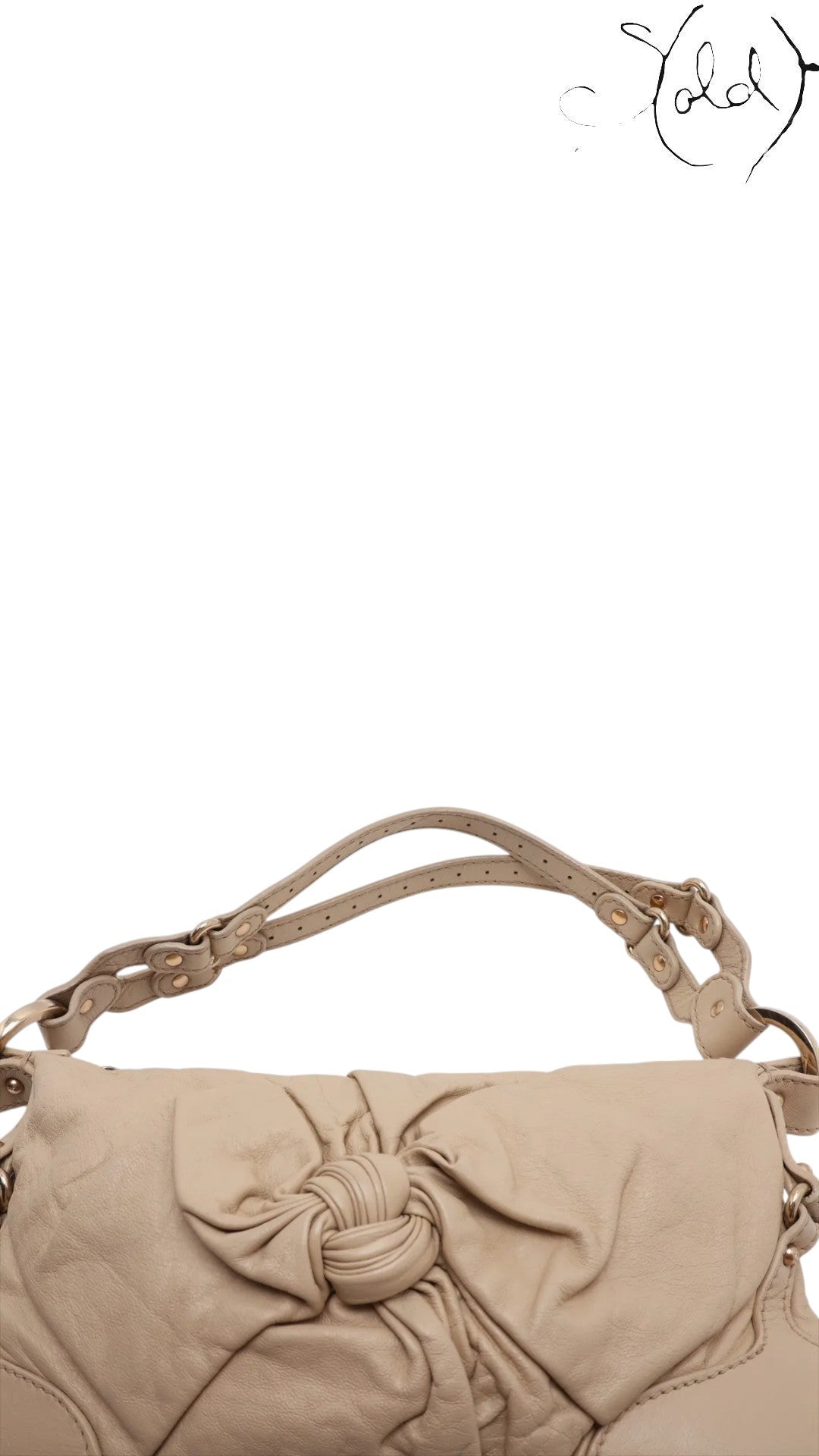 Sold Attire beige leather Fendi Knot shoulder bag with gold-tone hardware and knotted bow detail.