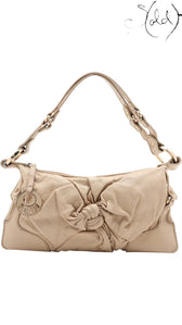 Sold Attire beige leather Fendi Knot shoulder bag with gold-tone hardware and knotted front detail.