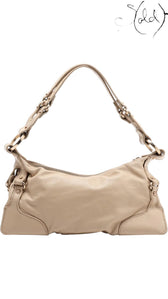 Sold Attire beige leather Fendi Knot shoulder bag with gold-tone hardware and a single strap.
