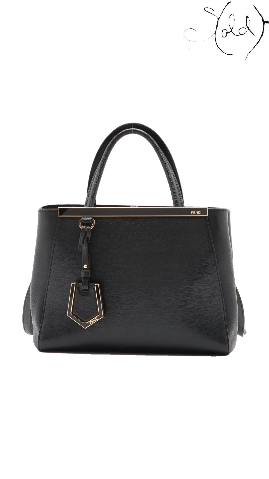 Fendi Petit 2Jours Black Leather Bag 8BH253 front view