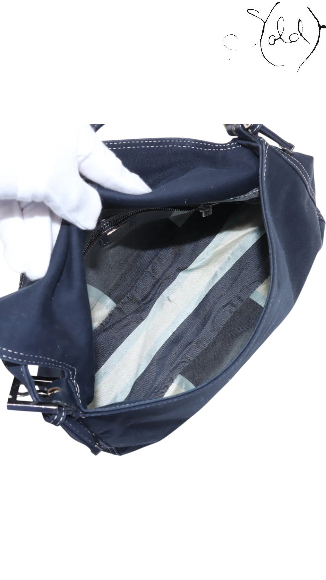 Fendi Mama Denim Shoulder Bag Blue Limited Edition — Side view | Sold Attire