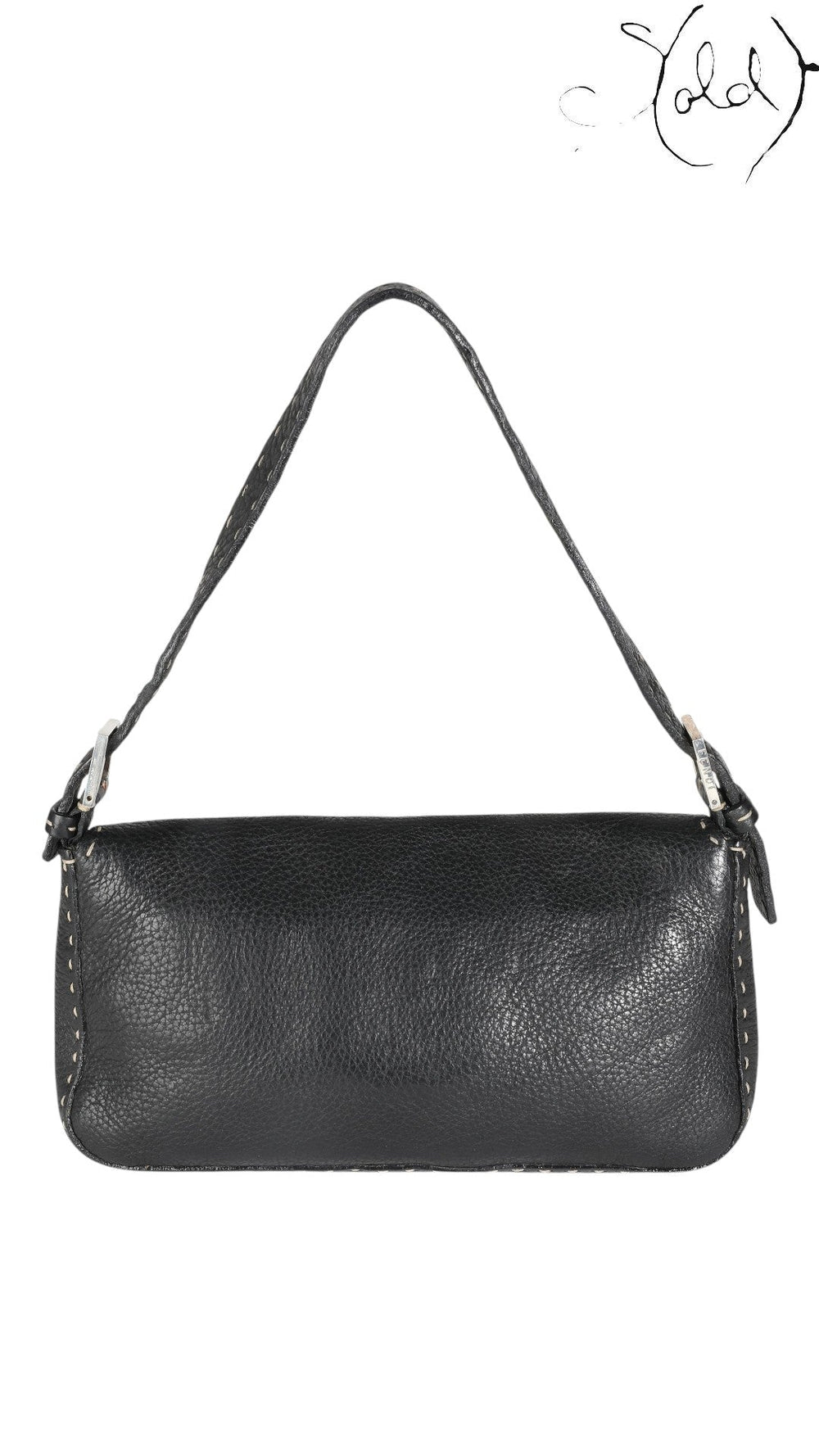 Fendi Selleria Baguette Black Calfskin - back view | Sold Attire