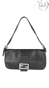 Fendi Selleria Baguette Black Calfskin - front view | Sold Attire
