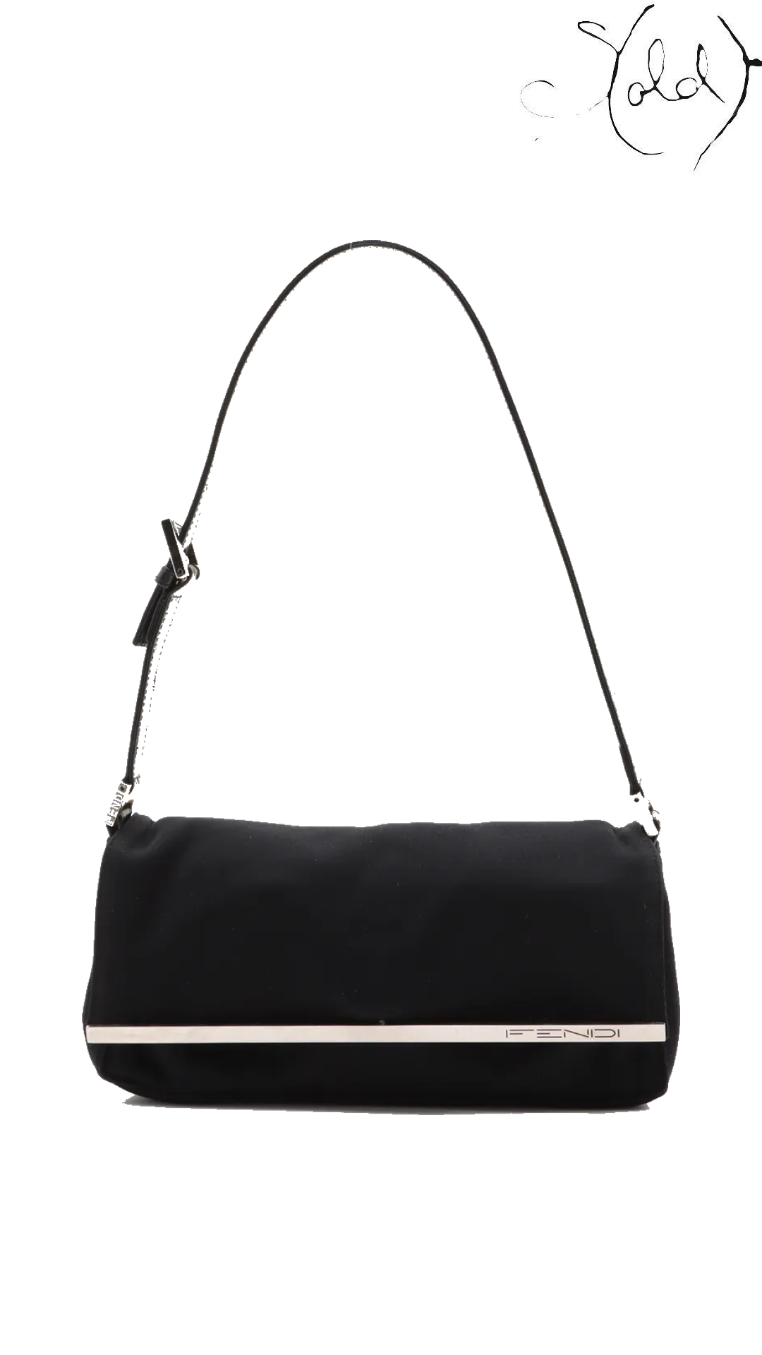 Fendi Small Mamma Baguette black jersey shoulder bag - view 1