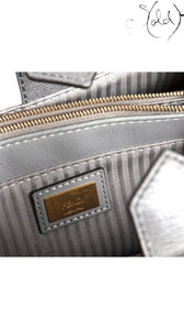 Fendi Petite 2Jours Leather Tote Grey Elite, Side view | Sold Attire