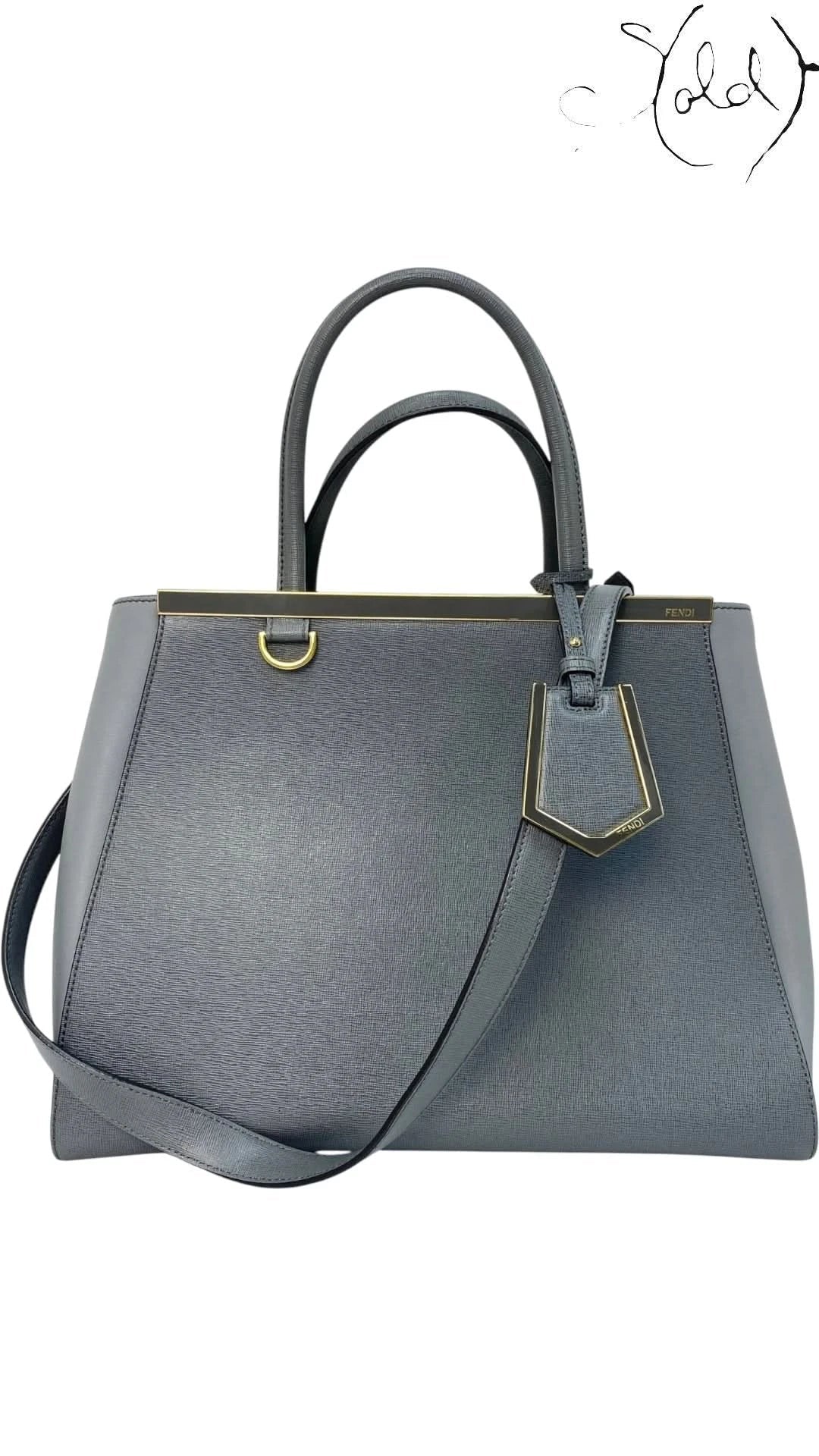 Fendi Tote Bag Fendi Petite 2Jours Leather Tote Grey Elite