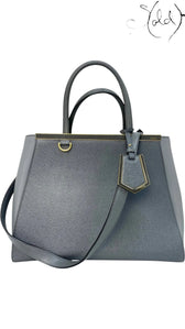 Fendi Petite 2Jours Leather Tote Grey Elite, Back view | Sold Attire