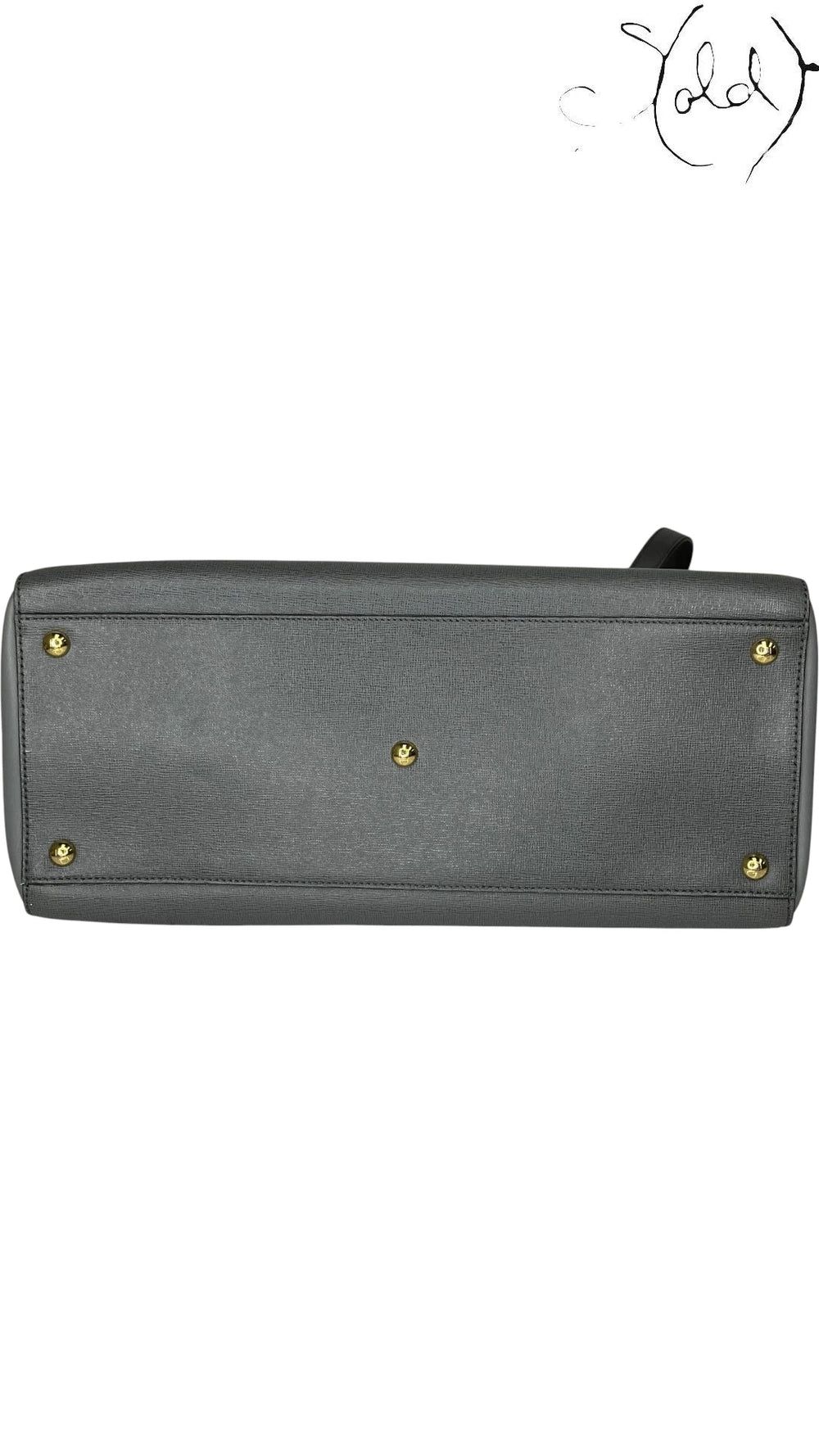 Fendi Petite 2Jours Leather Tote Grey Elite, Interior view | Sold Attire