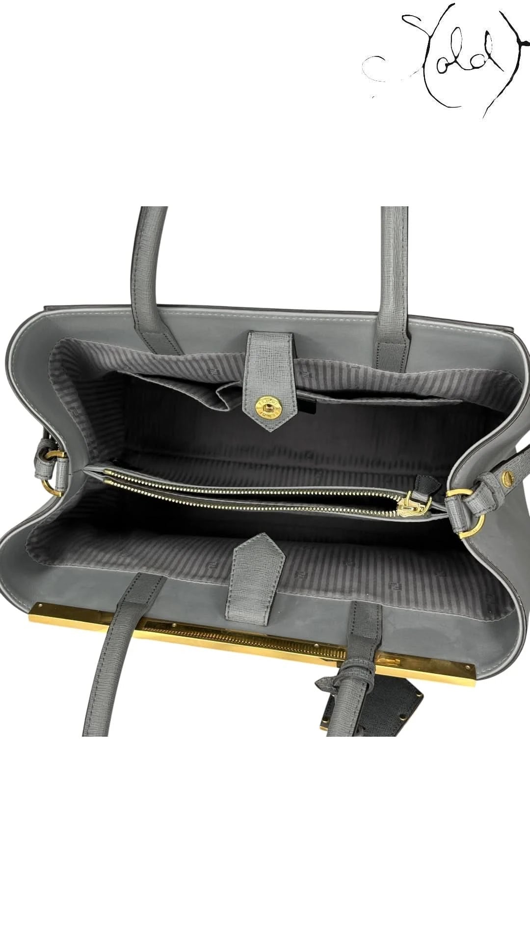 Fendi Tote Bag Fendi Petite 2Jours Leather Tote Grey Elite