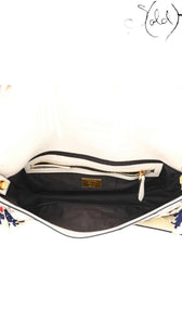 Fendi x Fila Calfskin Beaded Fringe Baguette Shoulder Bag – Sport-Lux Redux, Detail view | Sold Attire