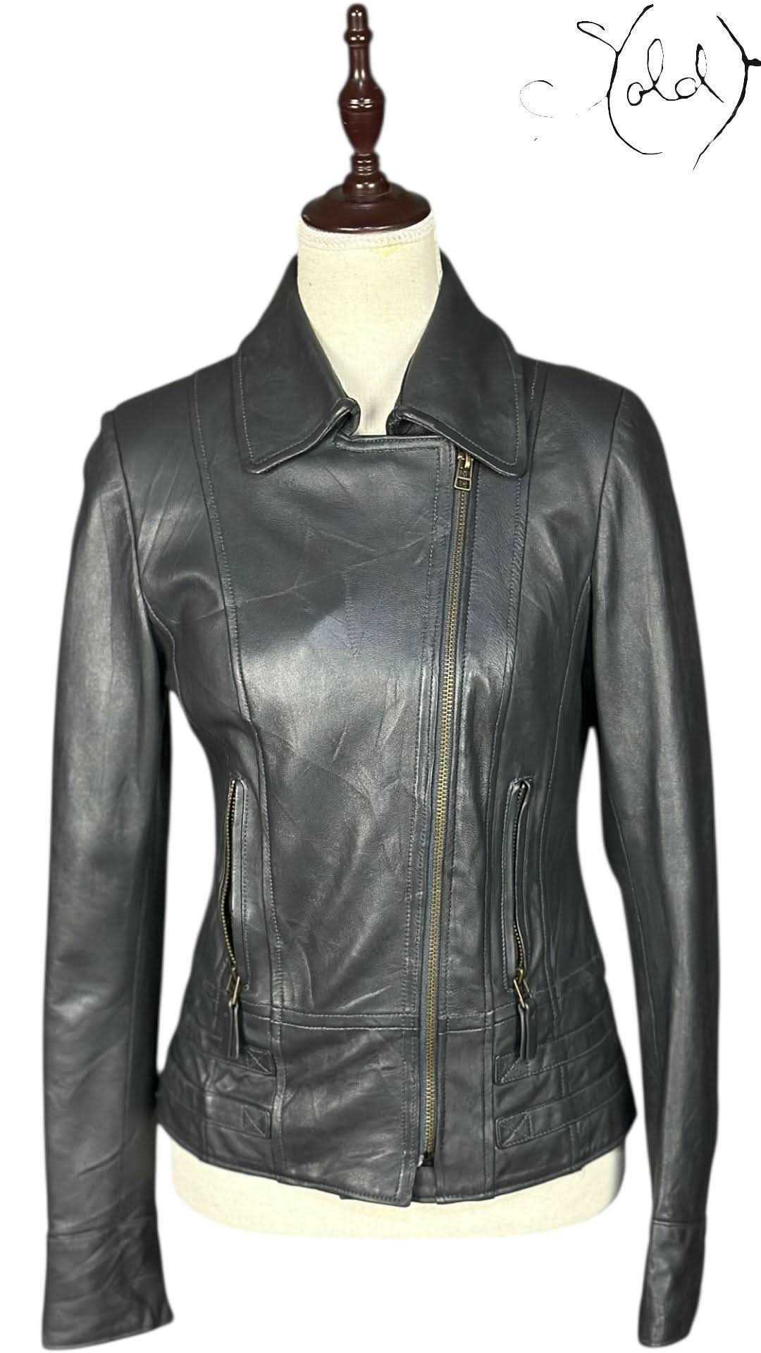 Gianni Versace Leather Biker Jacket Grey 1990s Size XS | Sold AttireLeather JacketVersaceSold Attire