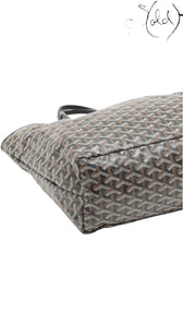 Sold Attire pre-owned Goyard Saint Louis PM tote in black Goyardine coated canvas showing base corner detail
