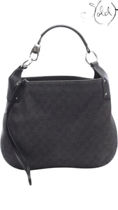 Sold Attire vintage Gucci 00s black GG Supreme canvas shoulder bag with calfskin trim and silver-tone hardware
