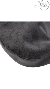Sold Attire Gucci 00s shoulder bag in black GG Supreme canvas with textured calfskin leather trim