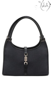 gucci jackie navy black canvas, full view