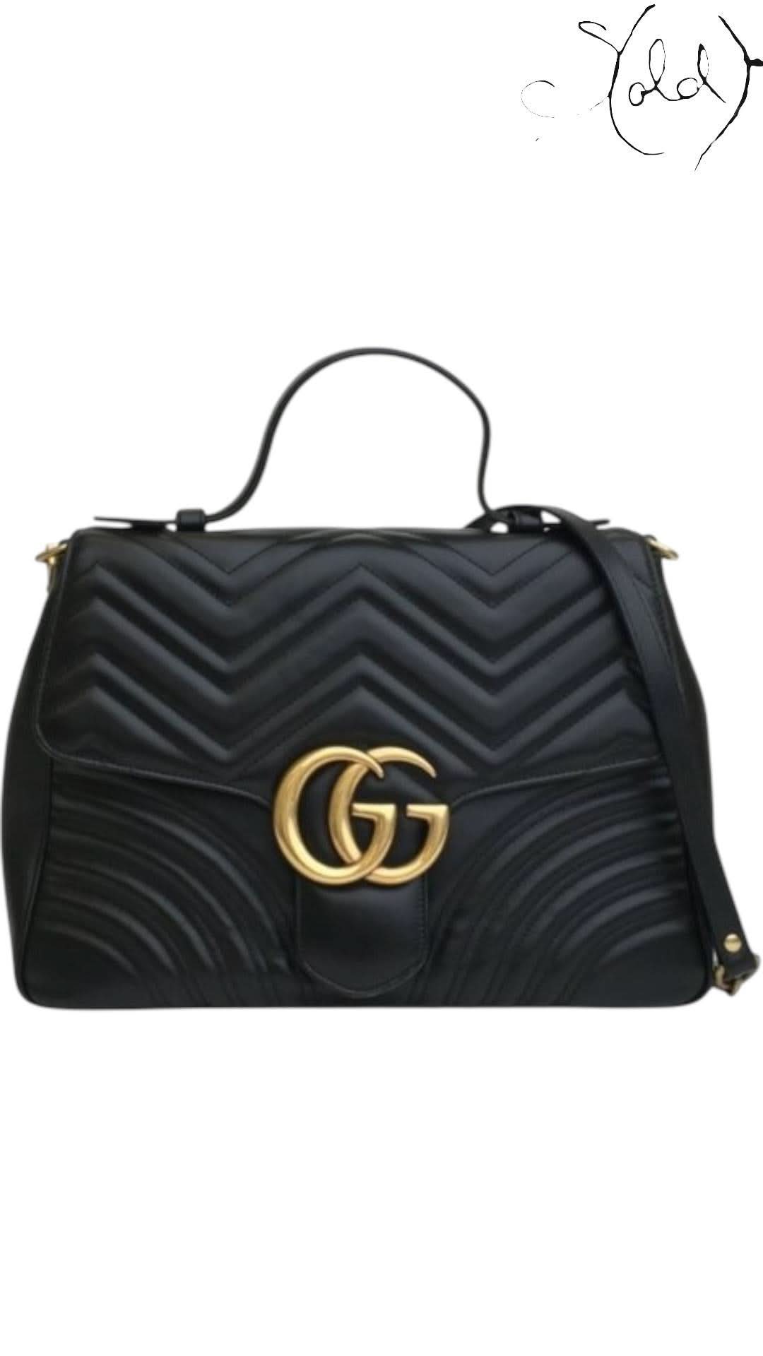 Gucci Black GG Marmont Top Handle Bag | Sold Attire - Sold Attire