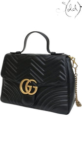 Gucci Black GG Marmont Top Handle Bag, Detail view | Sold Attire