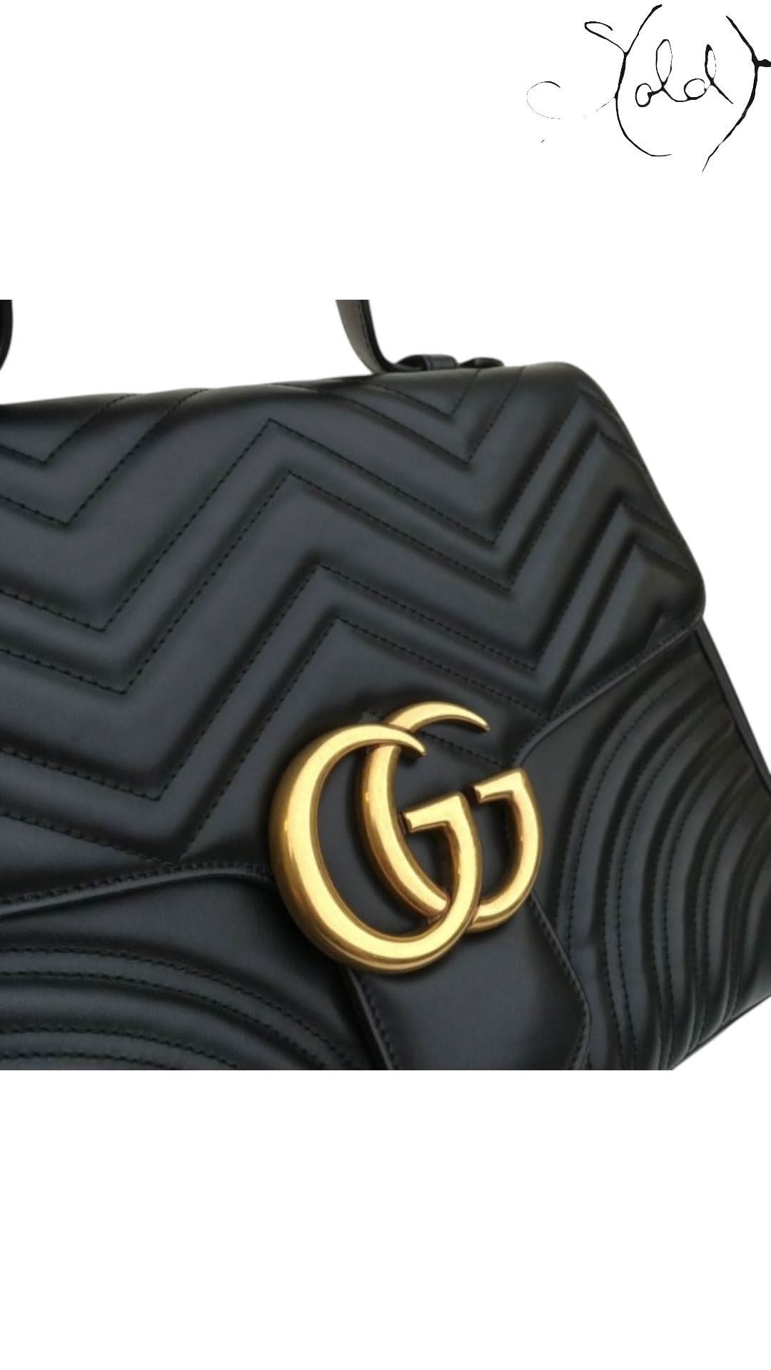 Gucci Black GG Marmont Top Handle Bag | Sold Attire - Sold Attire