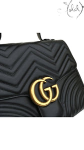Gucci Black GG Marmont Top Handle Bag, Back view | Sold Attire