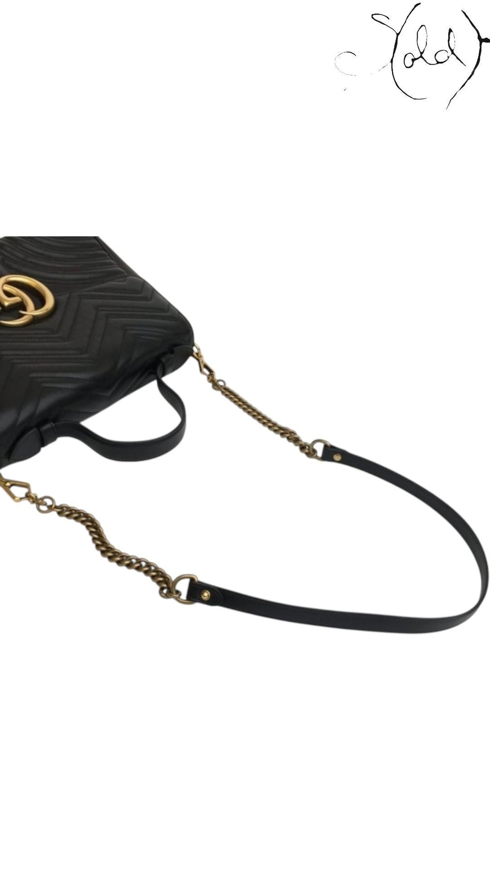 Gucci Black GG Marmont Top Handle Bag, Base view | Sold Attire