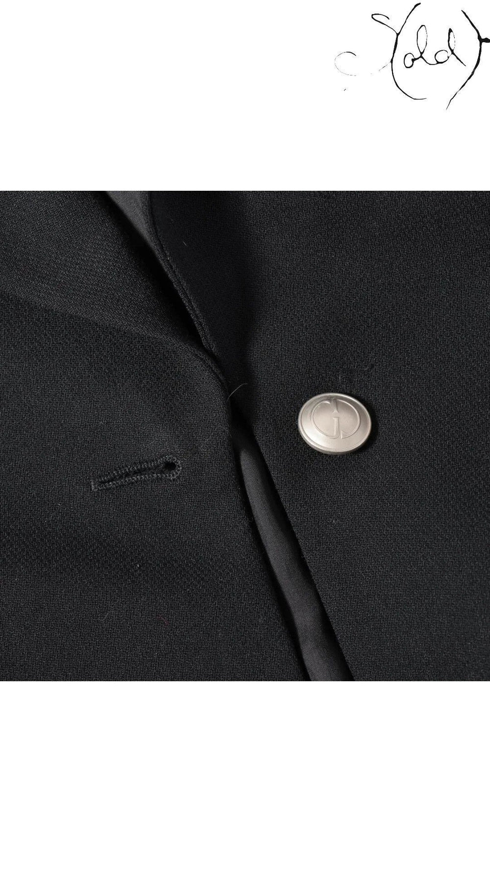 Sold Attire Gucci Tom Ford era black wool blazer with silver GG button and buttonhole. Tailored fit.