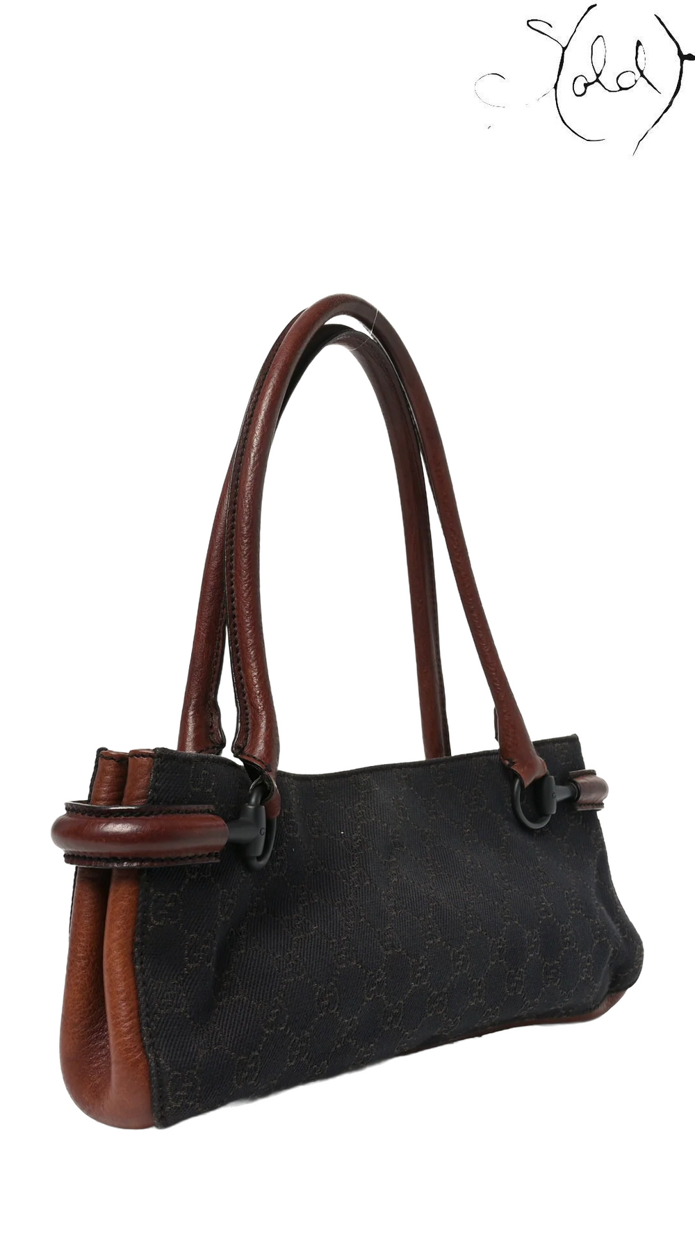 Gucci Monogram Canvas Shoulder Bag Brown, angled whole product