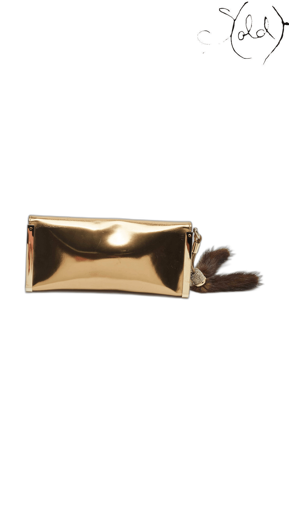 Gucci Gold Patent Leather Crystal Tassel Clutch 3