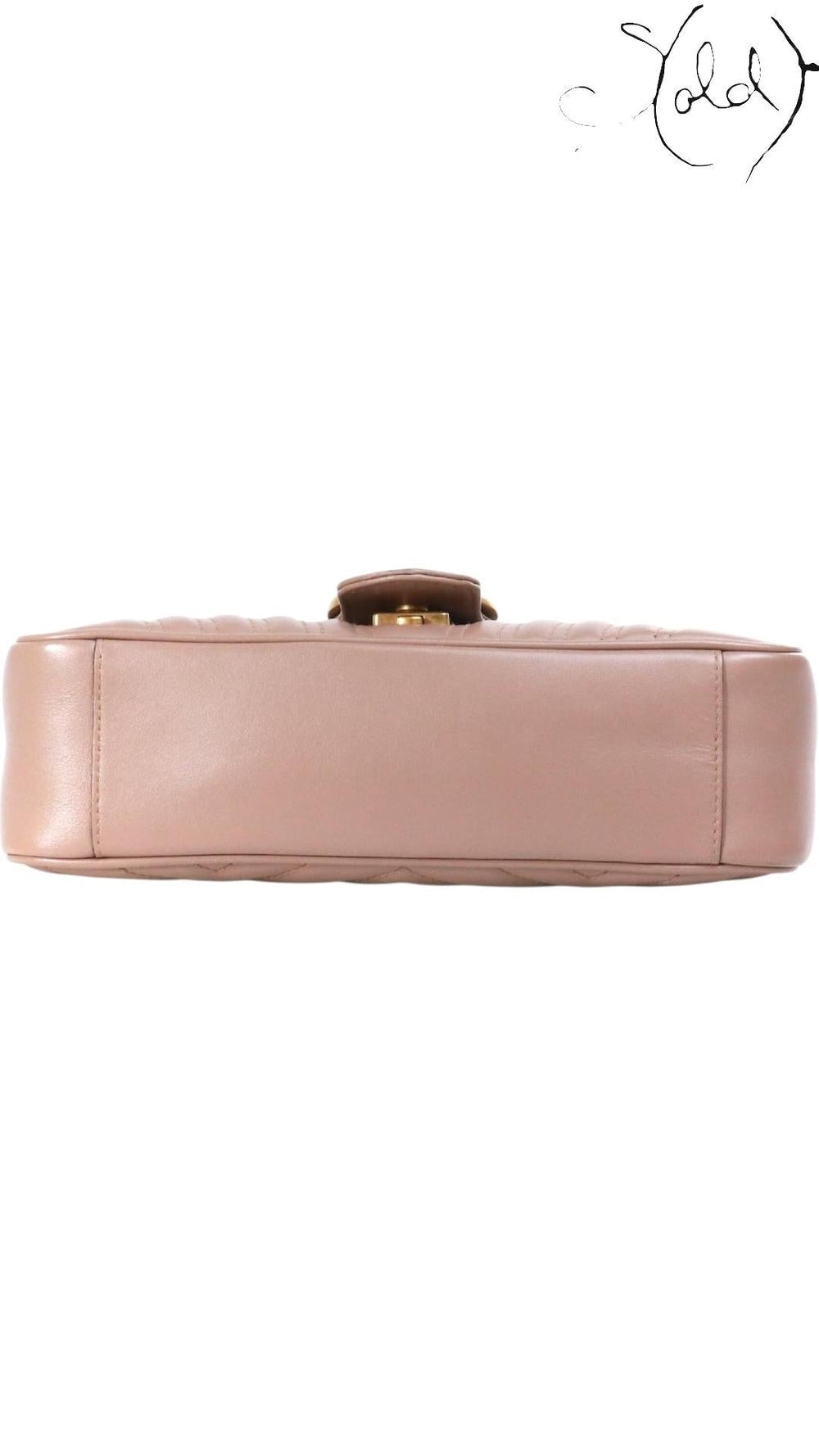 Gucci Dusty Pink GG Marmont Mini Matelassé Shoulder Bag, Detail view | Sold Attire