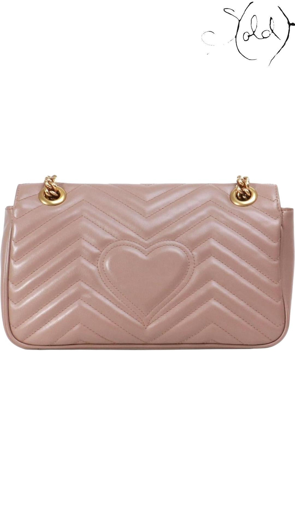 Gucci Dusty Pink GG Marmont Mini Matelassé Shoulder Bag, Back view | Sold Attire