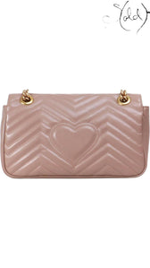 Gucci Dusty Pink GG Marmont Mini Matelassé Shoulder Bag, Back view | Sold Attire