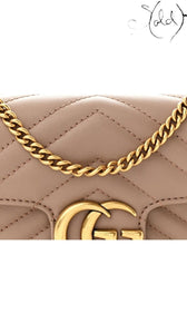 Gucci GG Marmont Super Mini Shoulder Bag Porcelain Rose 2020s, Interior view | Sold Attire