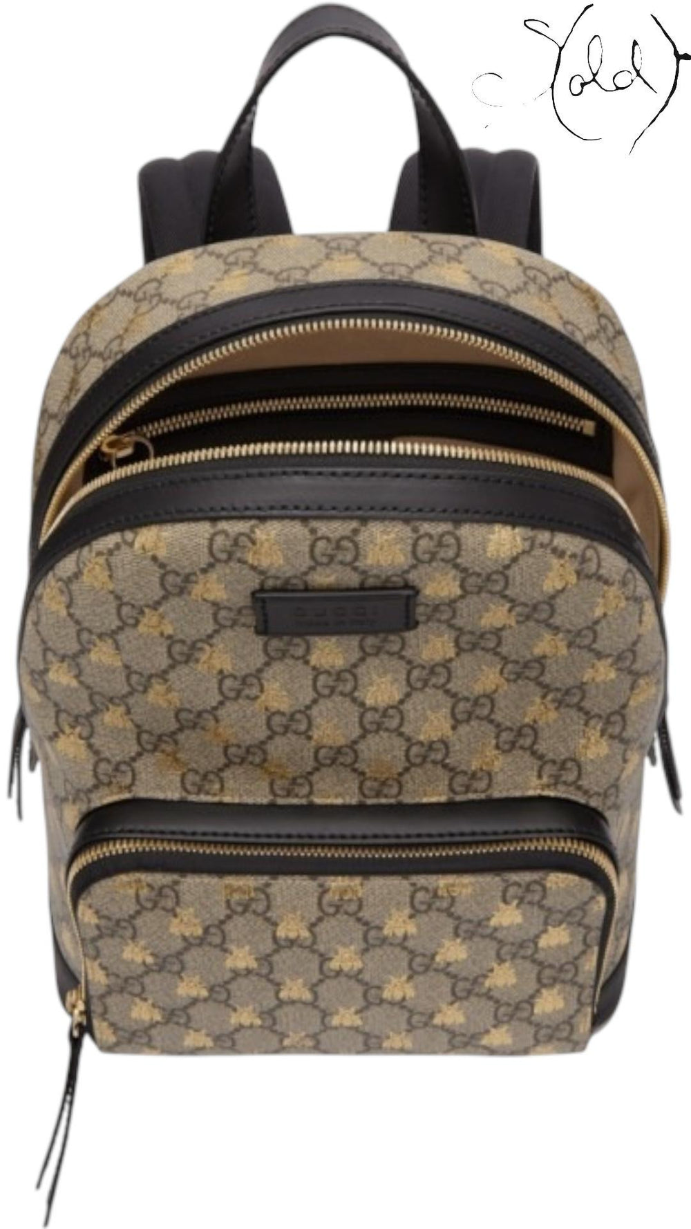 Gucci GG Supreme Bestiary Backpack with Bee Embroidery, Back view | Sold Attire