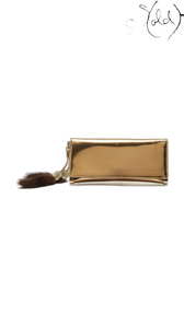Gucci Gold Patent Leather Crystal Tassel Clutch 1