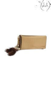 Gucci Gold Patent Leather Crystal Tassel Clutch 2