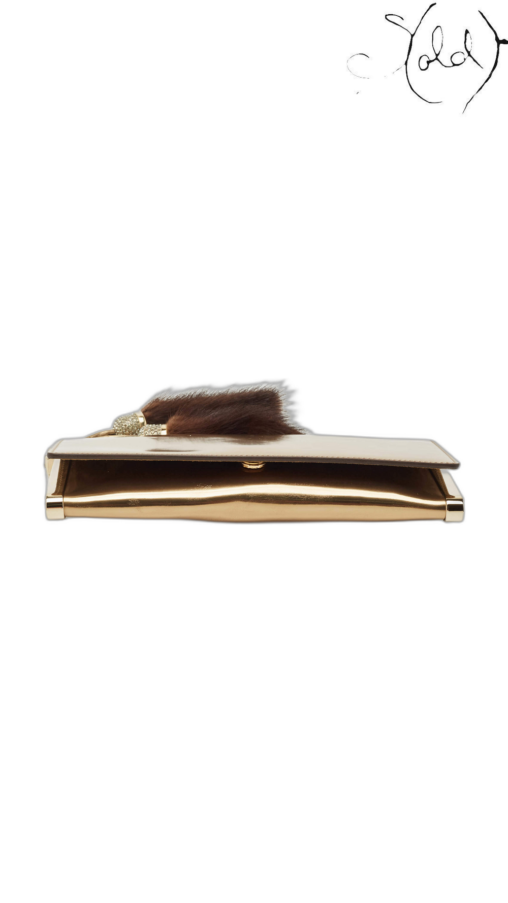 Gucci Gold Patent Leather Crystal Tassel Clutch 5