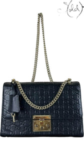 Gucci Guccissima Padlock Shoulder Bag – Noir Luxe, Detail view | Sold Attire