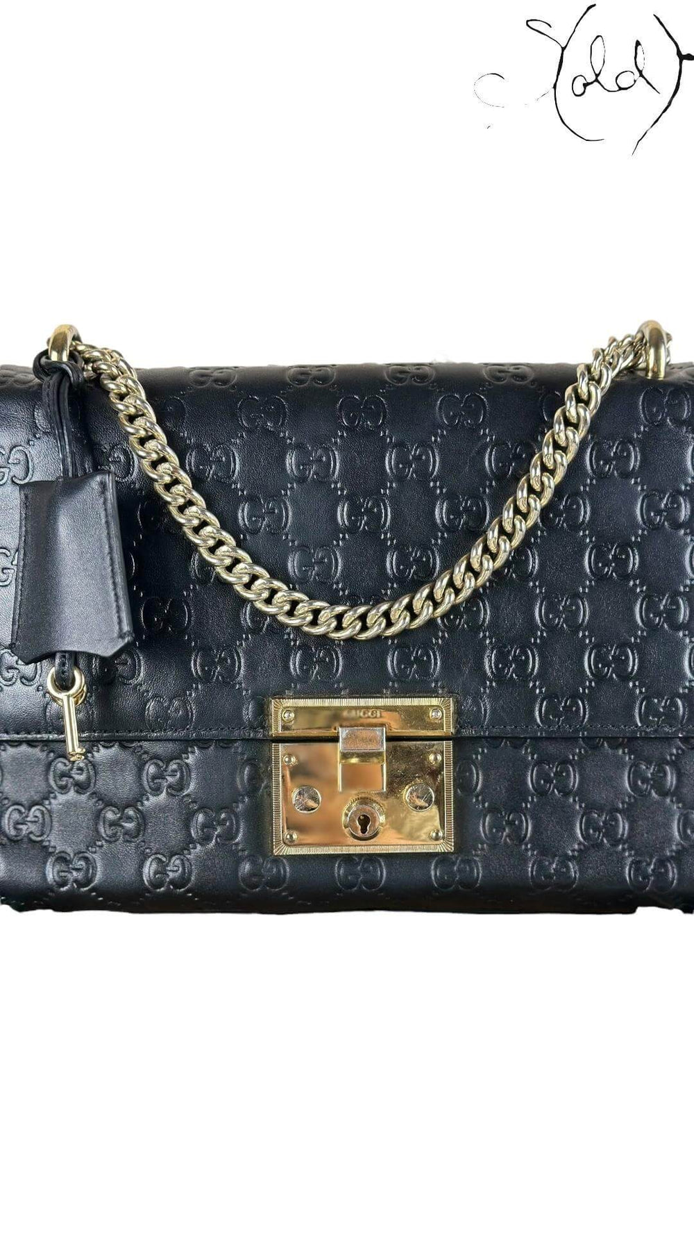 Gucci Guccissima Padlock Shoulder Bag – Noir Luxe, Back view | Sold Attire