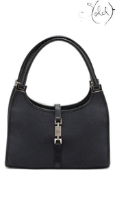 gucci jackie navy black canvas, full view
