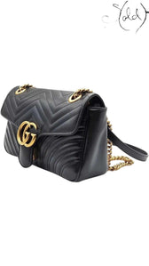 Gucci GG Marmont Black Matelassé Shoulder Bag, Back view | Sold Attire