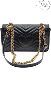 Gucci GG Marmont Black Matelassé Shoulder Bag, Interior view | Sold Attire