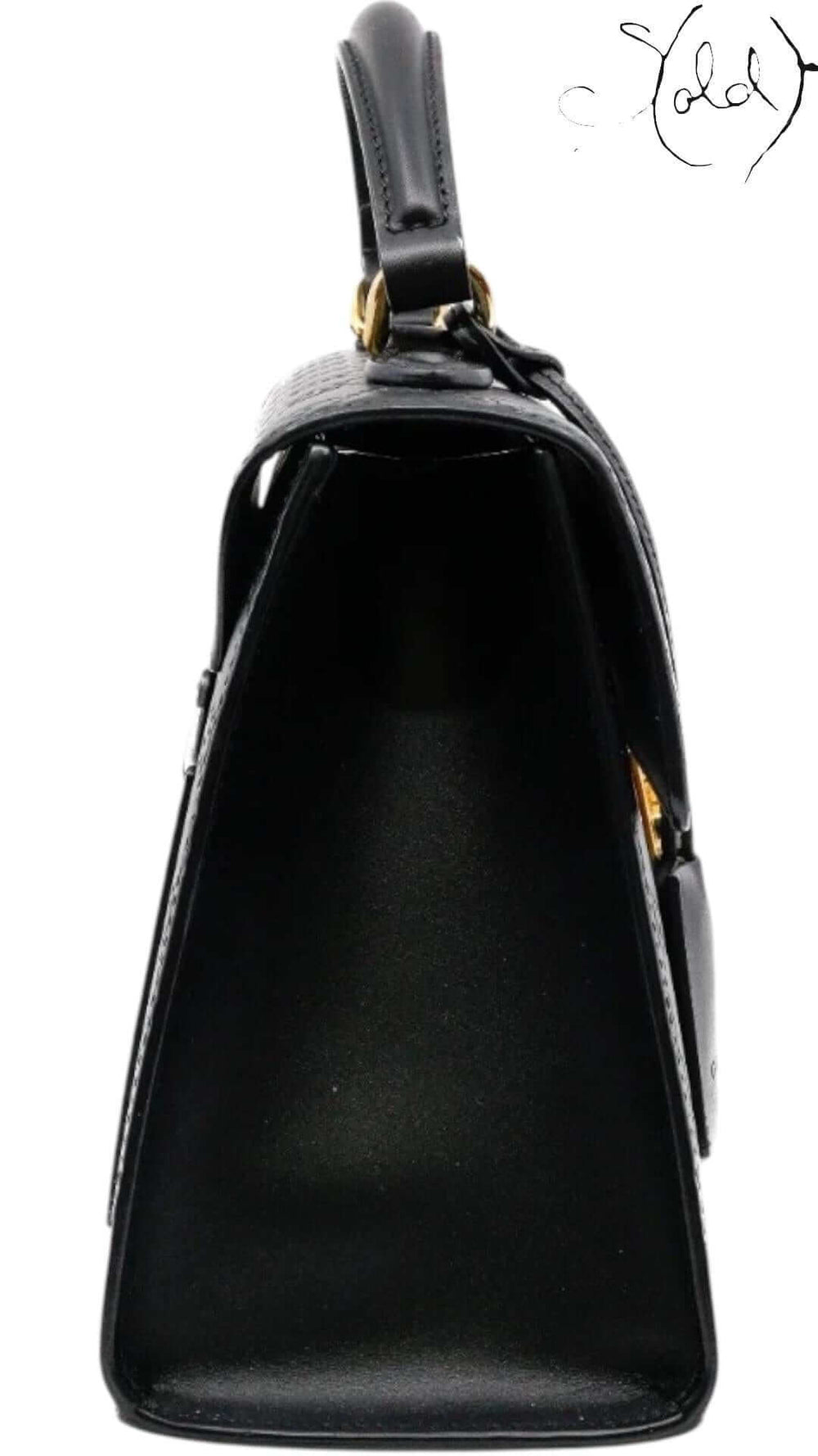 Gucci Padlock Top Handle in Double G Leather Black – Oxidized Elegance, Interior view | Sold Attire