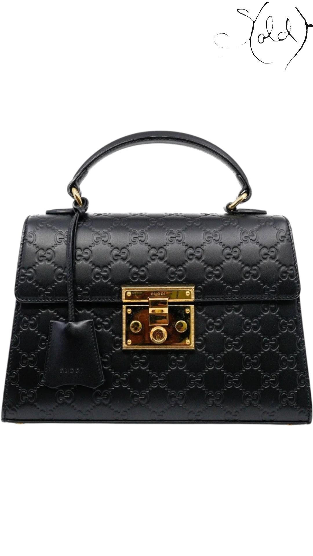 Gucci Padlock Top Handle in Double G Leather Black – Oxidized Elegance | Sold Attire - Sold Attire